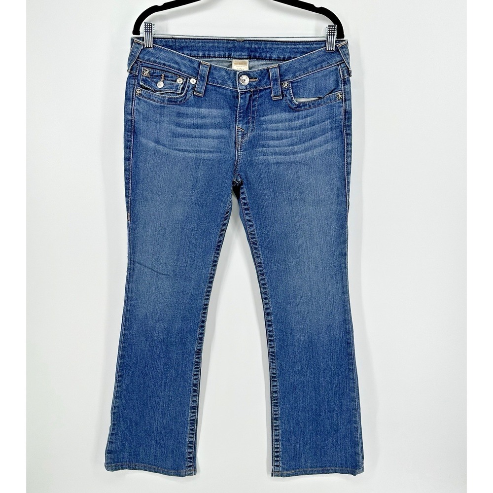 True Religion Women's Straight Jeans WLH572FJ2 Size 32 Blue Embroidered